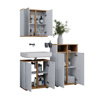 Vicco Set mobili bagno Bianco/Artisan 3 parti, unità midi con 2 porte