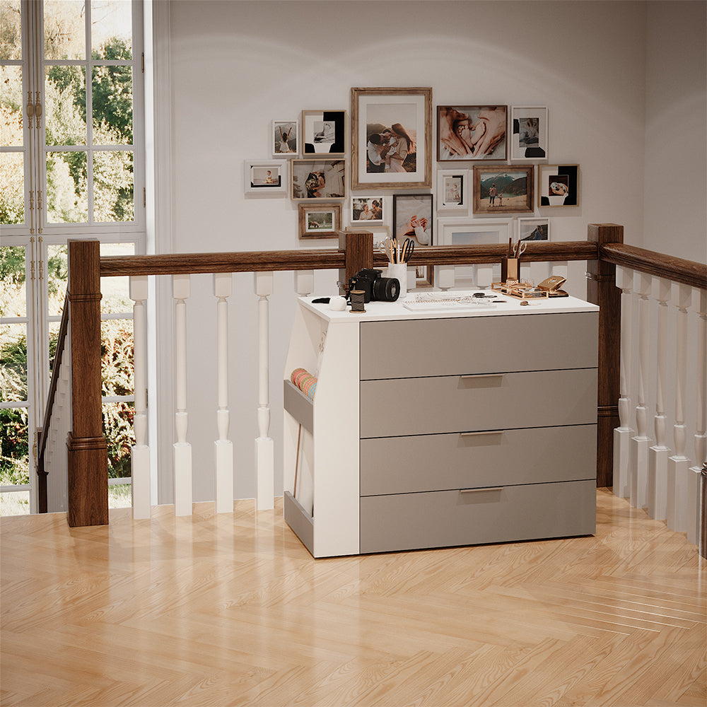 Vicco Tavolo per l'artigianato Grigio 95.5 x 80 cm pieghevole, 4 cassetti