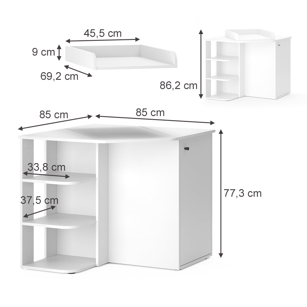 Vicco Fasciatoio Bianco 85 x 77.3 cm con porta e vani aperti
