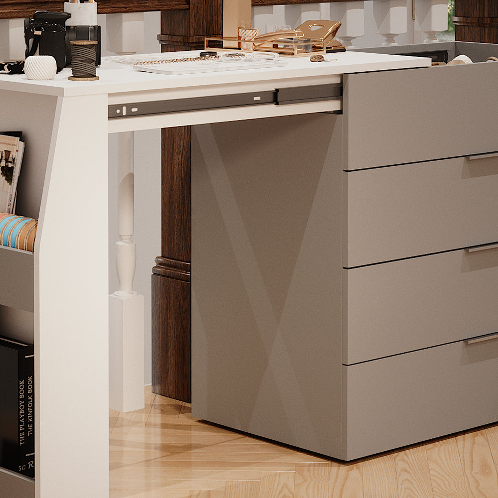 Vicco Tavolo per l'artigianato Grigio 95.5 x 80 cm pieghevole, 4 cassetti