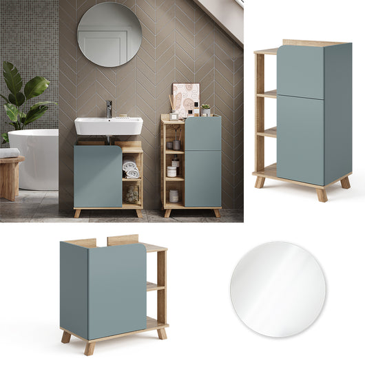 Vicco Set di mobili da bagno Grigio-blu 3 pezzi, con cabinet midi