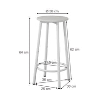 Vicco Set di 2 sgabelli da bar Bianco 31.5 x 64 cm 2 parti