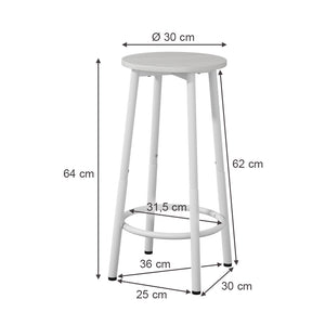 Vicco Set di 2 sgabelli da bar Bianco 31.5 x 64 cm 2 parti
