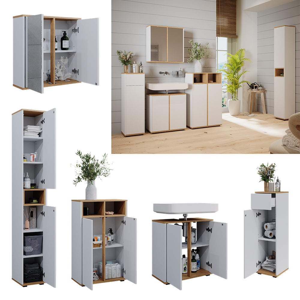 Vicco Set mobili bagno Bianco/Artisan 5 parti