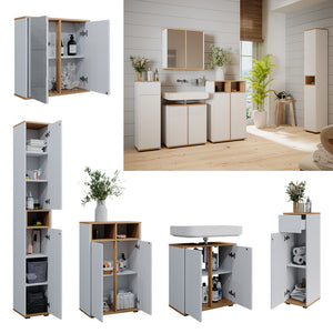 Vicco Set mobili bagno Bianco/Artisan 5 parti