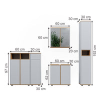 Vicco Set mobili bagno Bianco/Artisan 5 parti