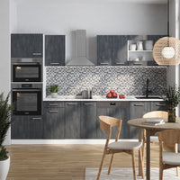 Vicco Cucina componibile Nero cemento/bianco 300 cm PL Marmo