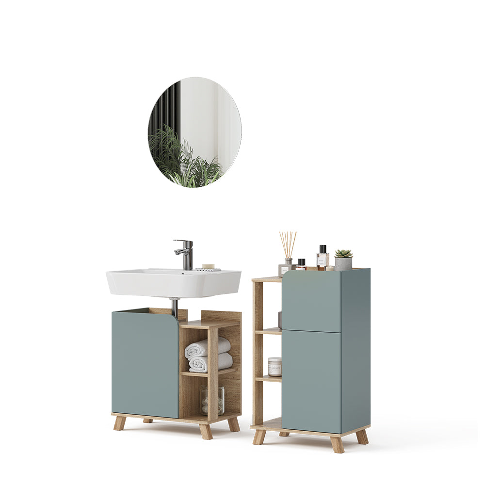 Vicco Set di mobili da bagno Grigio-blu 3 pezzi, con cabinet midi