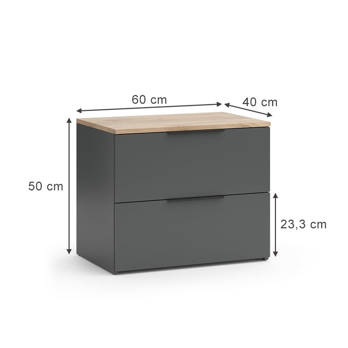 Vicco Credenza Antracite 60 x 50 cm con 2 cassetti