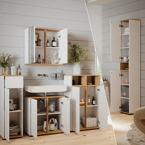 Vicco Set mobili bagno Bianco/Artisan 5 parti