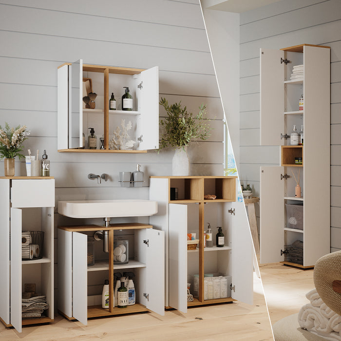 Vicco Set mobili bagno Bianco/Artisan 5 parti