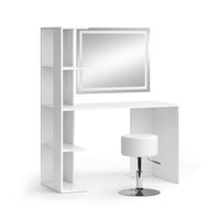 Vicco Tavolo da toilette Bianco 122.2 cm con illuminazione e sgabello