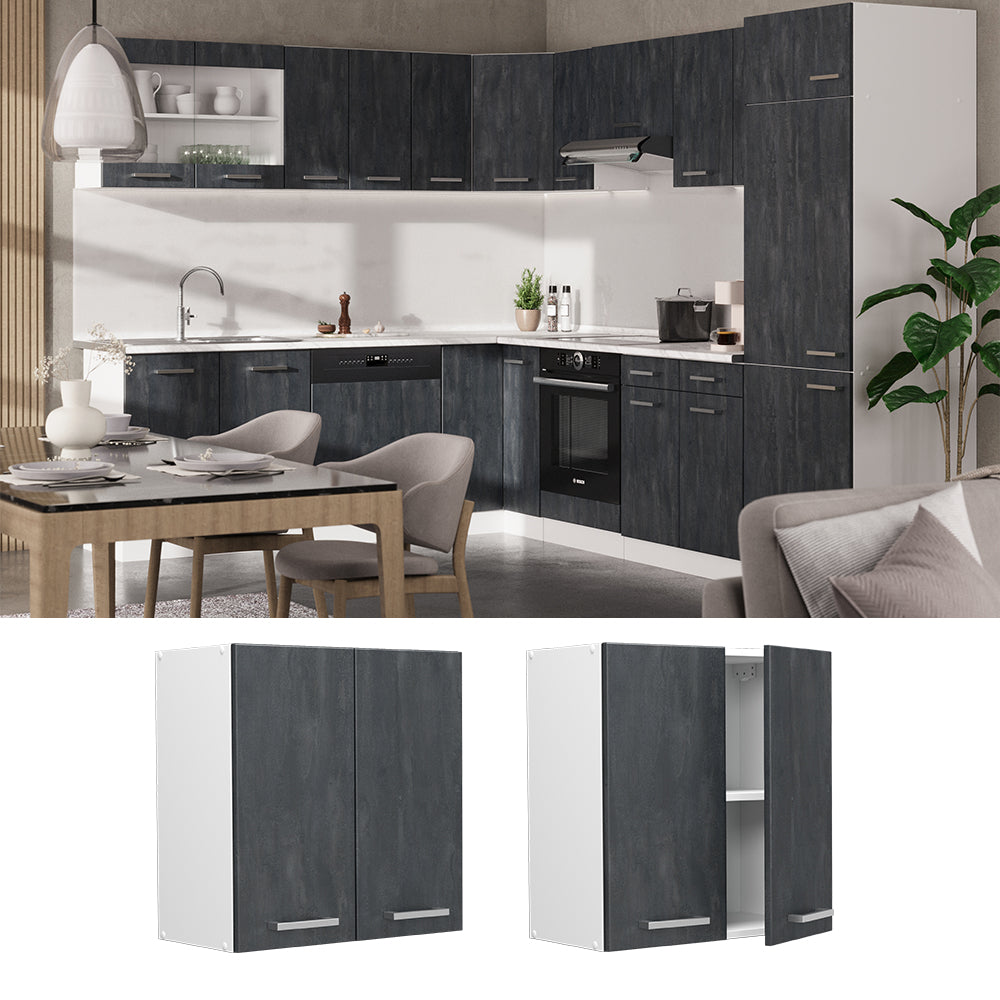 Vicco Pensile da cucina Calcestruzzo nero 60 cm