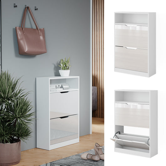 Vicco Scarpiera Bianco lucido 22 x 89.5 cm con 2 scomparti