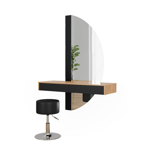 Vicco Tavolo da toilette Nero 120 cm con illuminazione e sgabello