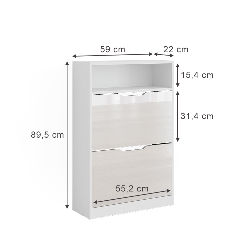 Vicco Scarpiera Bianco lucido 22 x 89.5 cm con 2 scomparti