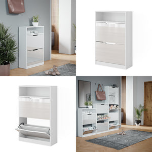 Vicco Scarpiera Bianco lucido 22 x 89.5 cm con 2 scomparti