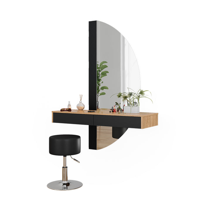 Vicco Tavolo da toilette Nero 120 cm con illuminazione e sgabello