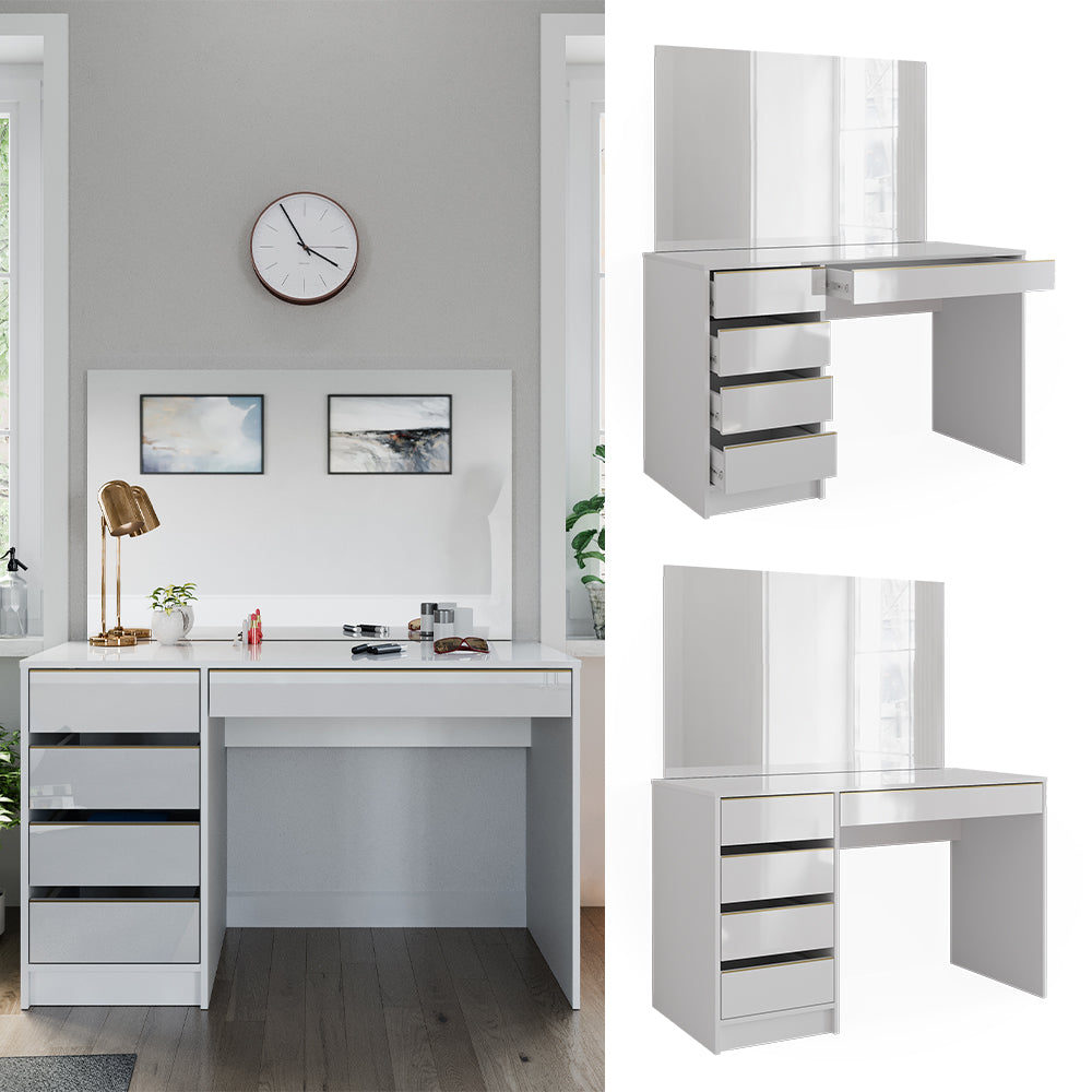 Vicco Tavolo da toilette Bianco/Oro 55 cm con specchio