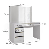 Vicco Tavolo da toilette Bianco/Oro 55 cm con specchio