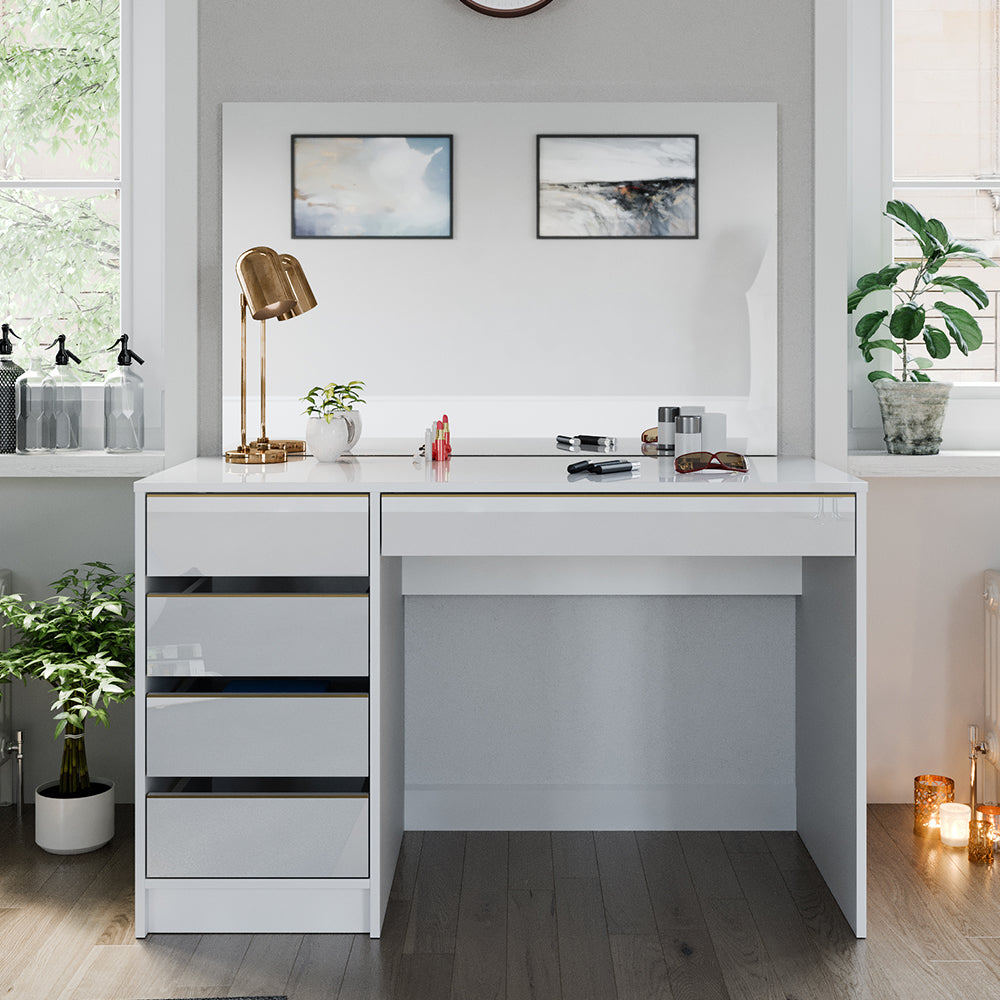 Vicco Tavolo da toilette Bianco/Oro 55 cm con specchio