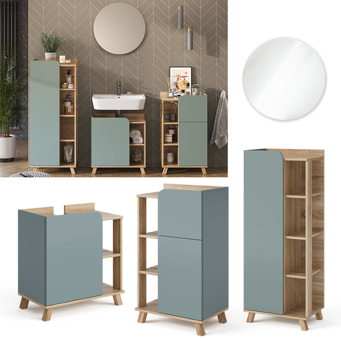 Vicco Set di mobili da bagno Grigio-blu 4 parti