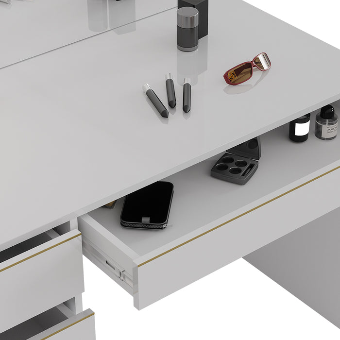 Vicco Tavolo da toilette Bianco/Oro 55 cm con specchio