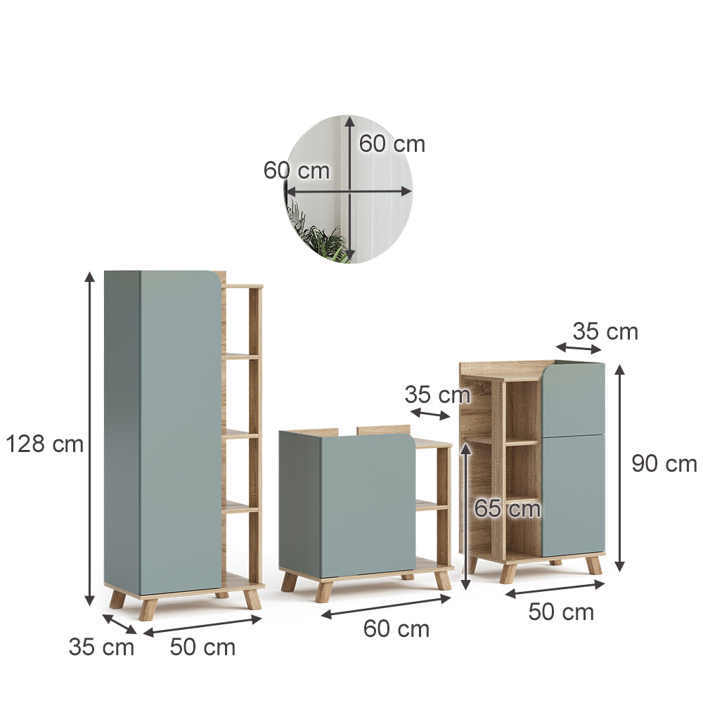 Vicco Set di mobili da bagno Grigio-blu 4 parti