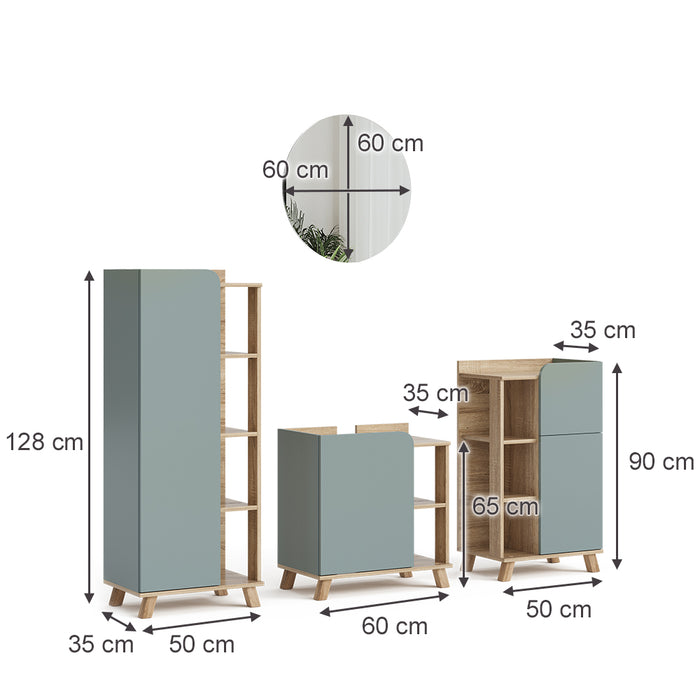 Vicco Set di mobili da bagno Grigio-blu 4 parti