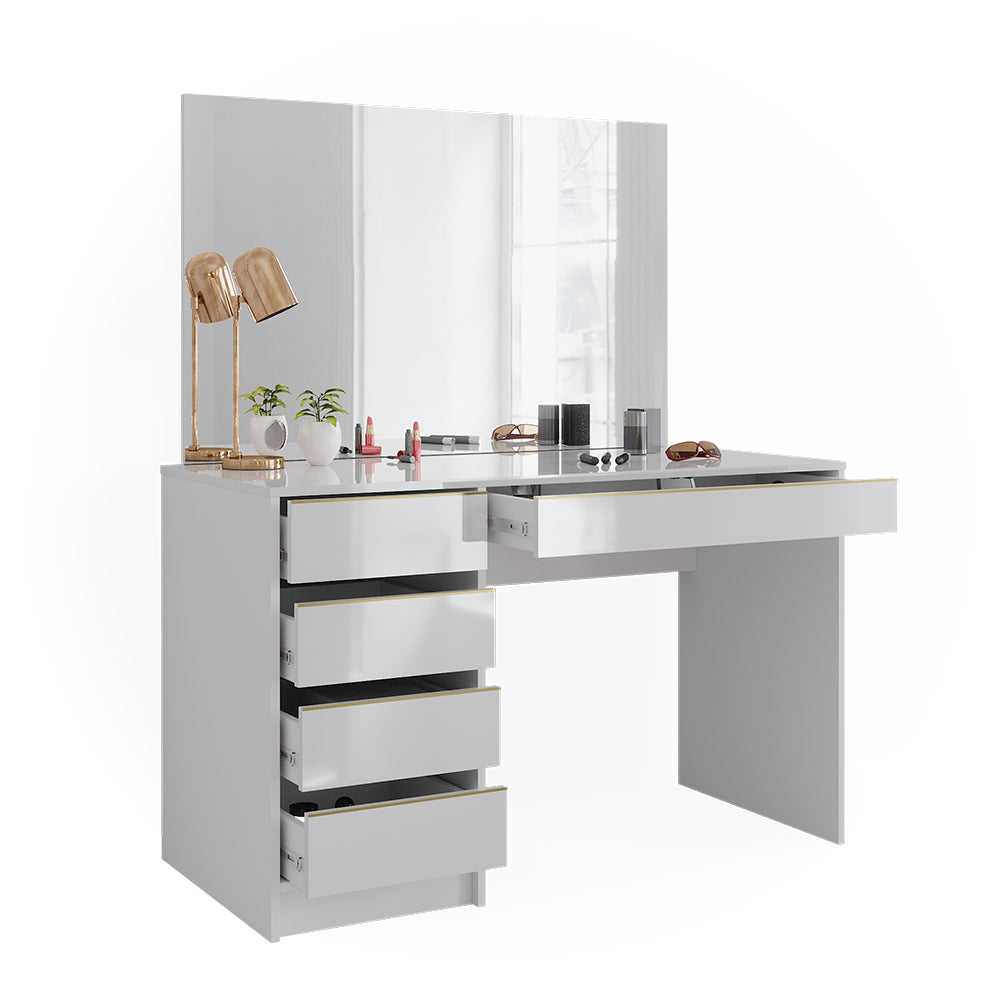 Vicco Tavolo da toilette Bianco/Oro 55 cm con specchio