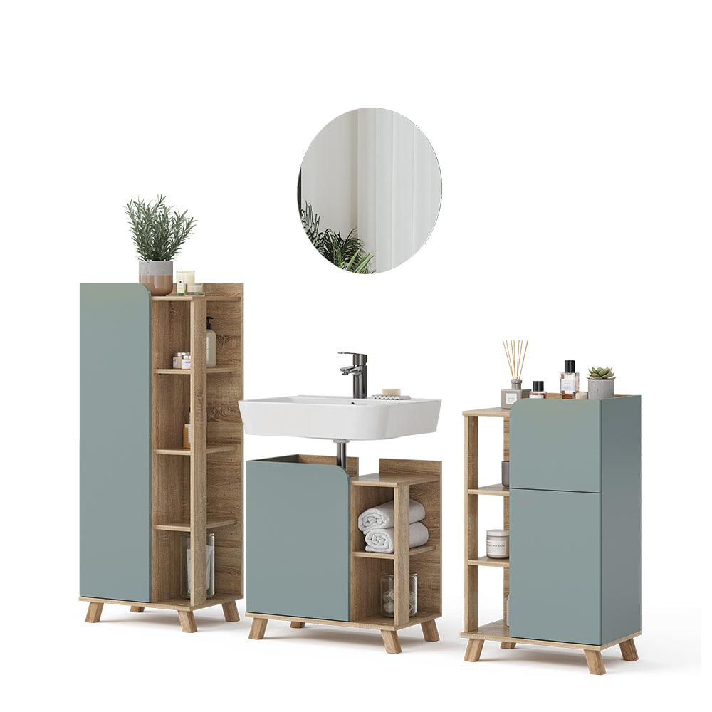 Vicco Set di mobili da bagno Grigio-blu 4 parti