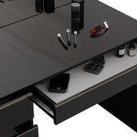 Vicco Tavolo da toeletta Nero/oro 55 cm con sgabello