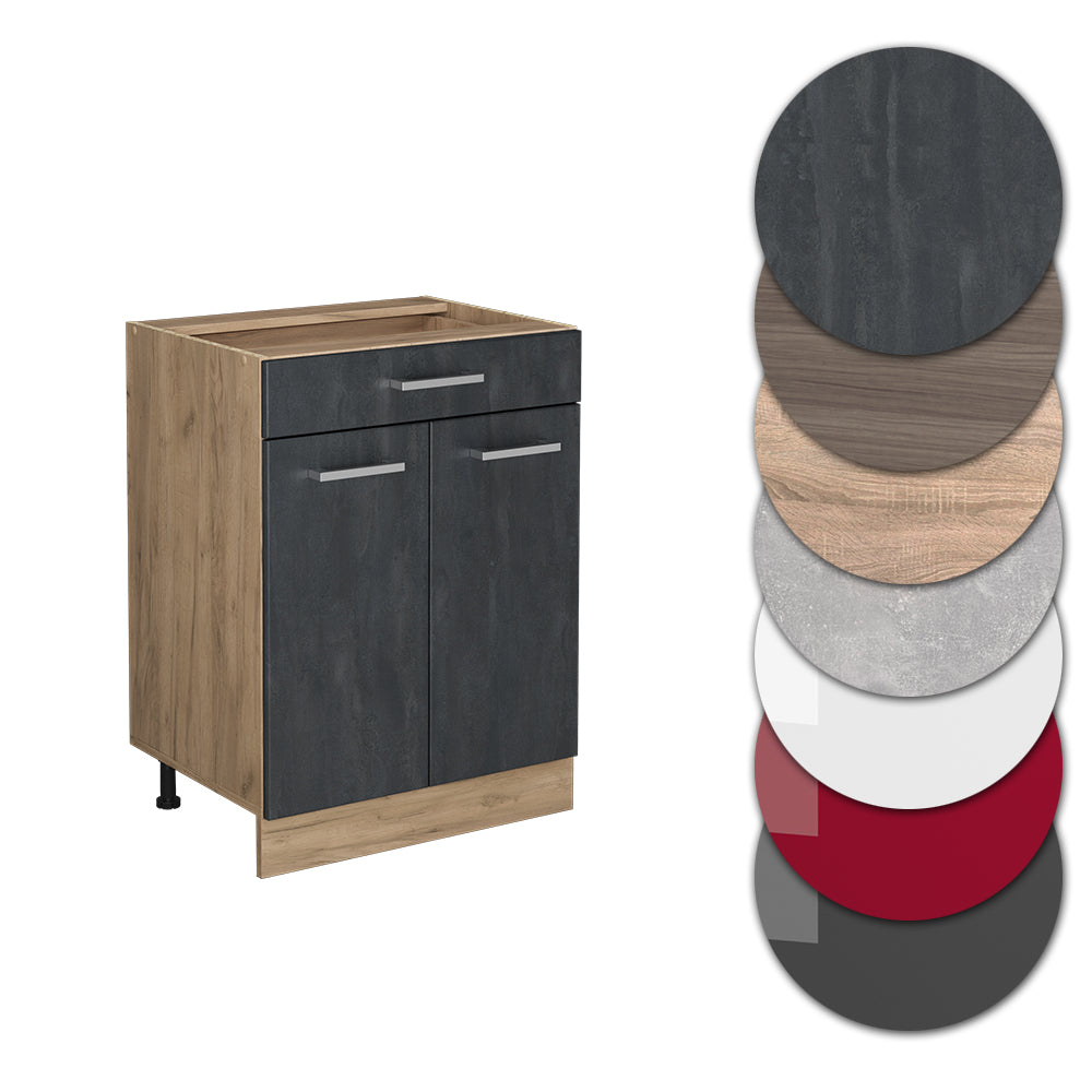 Vicco Mobiletto base per cucina Calcestruzzo nero 60 cm senza piano di lavoro