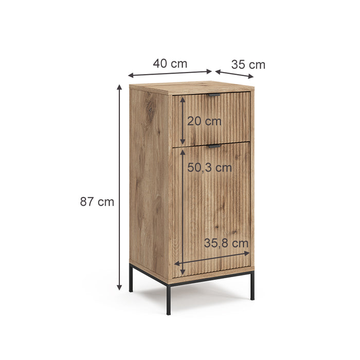 Vicco Mobile da bagno Quercia vichinga 40 x 87 cm con anta e cassetto