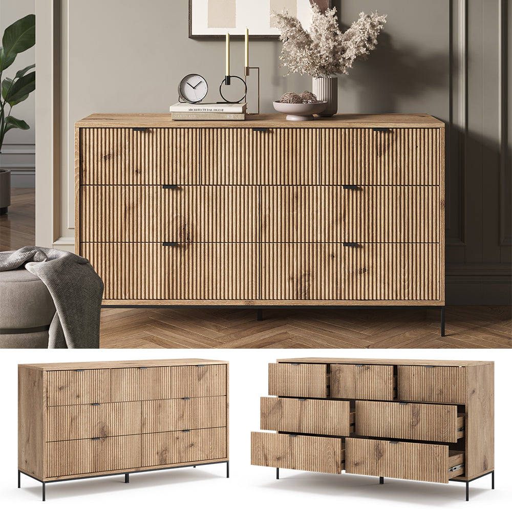 Vicco Credenza Quercia vichinga 42 x 81 cm con 7 cassetti