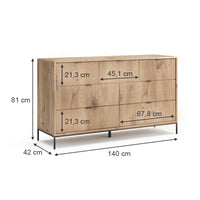 Vicco Credenza Quercia vichinga 42 x 81 cm con 7 cassetti