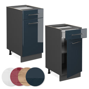 Vicco Mobiletto base per cucina Blu scuro lucido 40 cm , PL Rovere