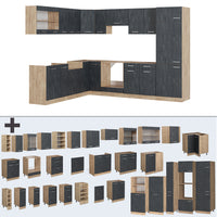 Vicco Cucina angolare completa Calcestruzzo nero/quercia dorata 227 x 287 cm PL Antracite