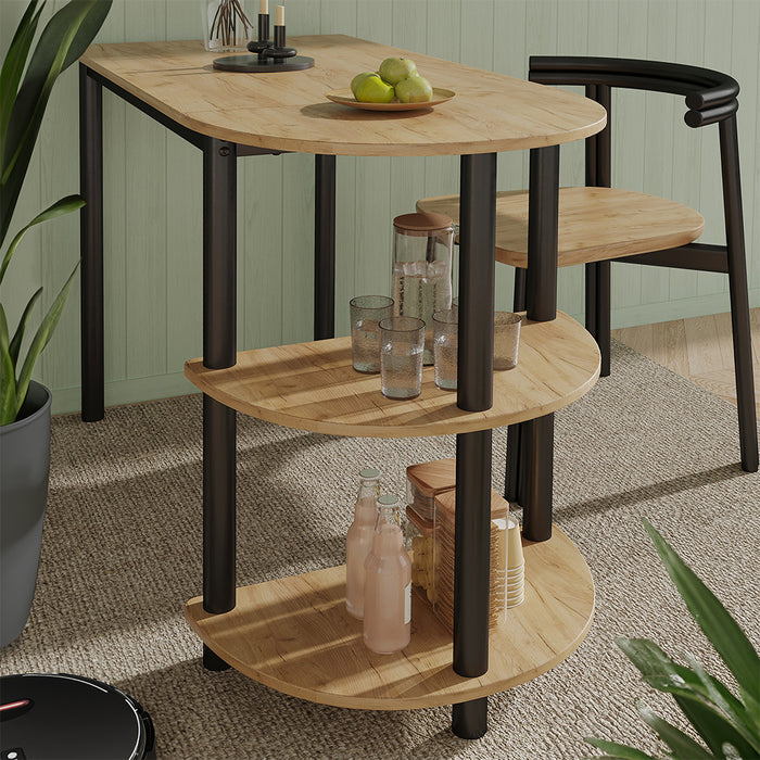 Vicco Tavolo da cucina Rovere Goldkraft/nero 110 x 50 cm con ripiani aperti