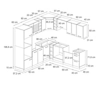 Vicco Cucina angolare completa Calcestruzzo nero/quercia dorata 237 x 247 cm senza piano di lavoro