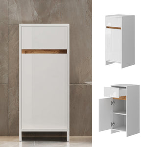 Vicco Mobiletto midi Bianco lucido/oro power oak 35 x 82 cm con anta e cassetto