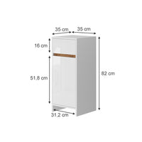 Vicco Mobiletto midi Bianco lucido/oro power oak 35 x 82 cm con anta e cassetto