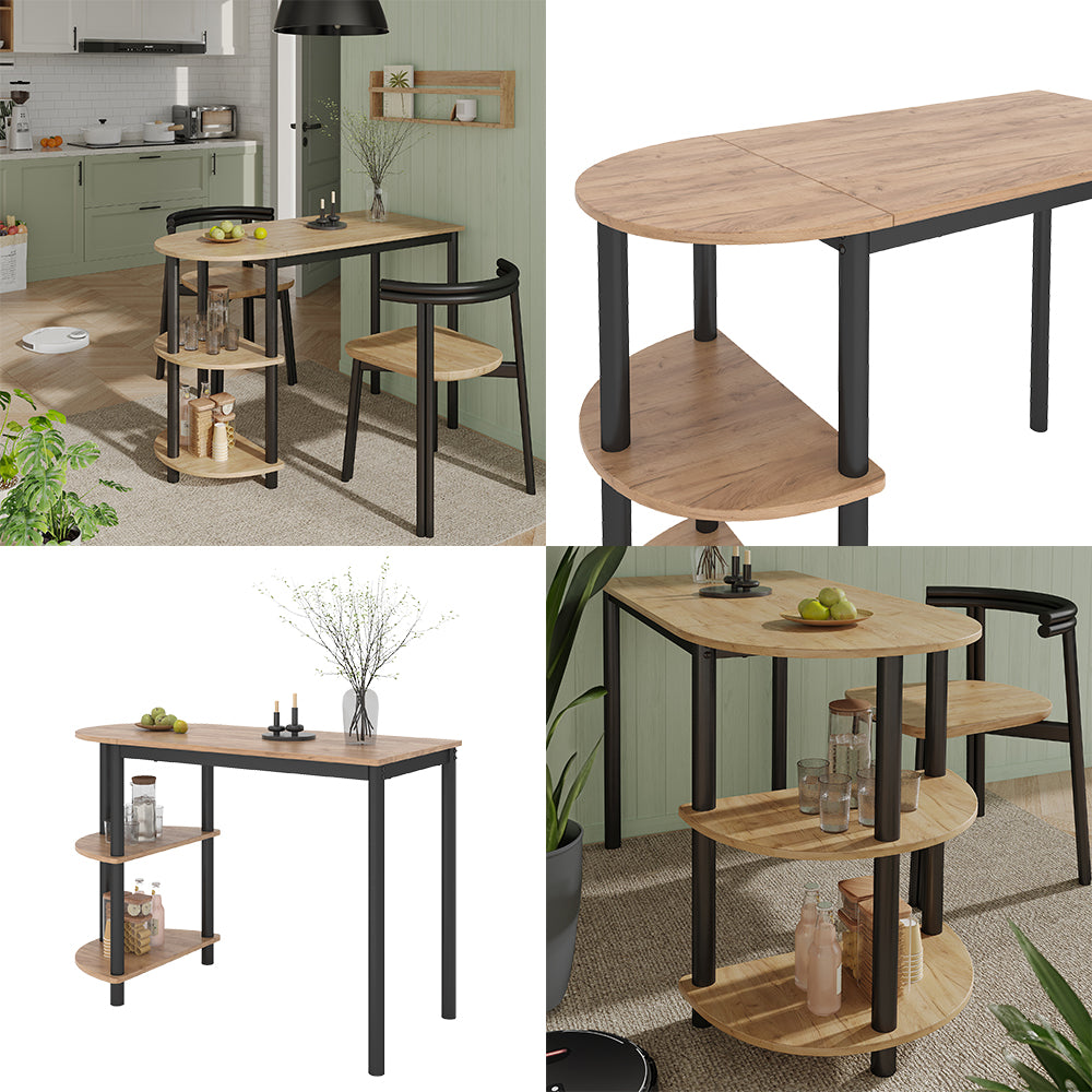 Vicco Tavolo da cucina Rovere Goldkraft/nero 110 x 50 cm con ripiani aperti