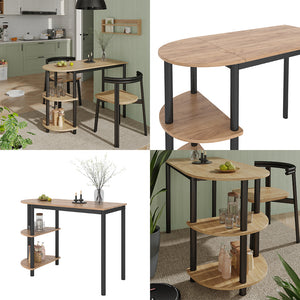 Vicco Tavolo da cucina Rovere Goldkraft/nero 110 x 50 cm con ripiani aperti