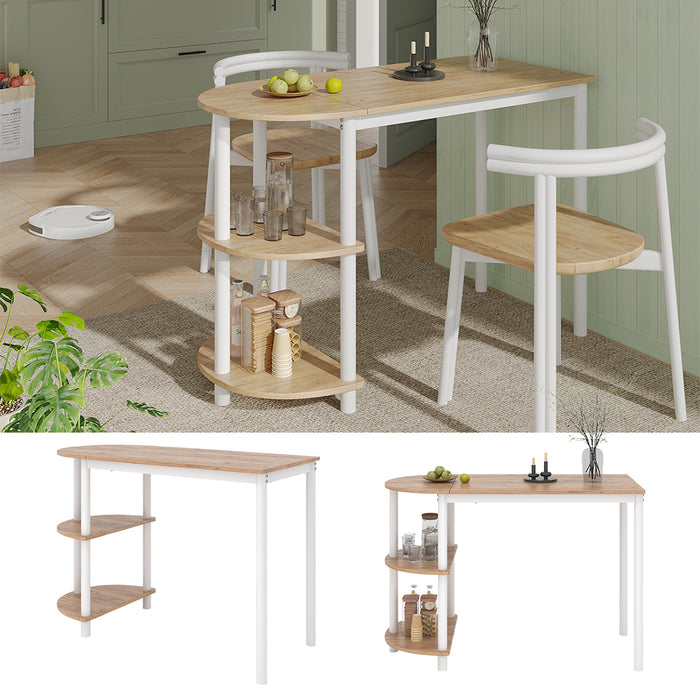 Vicco Tavolo da cucina Quercia dorata/bianco 110 x 50 cm con ripiani aperti