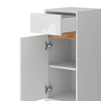 Vicco Mobiletto midi Bianco lucido/oro power oak 35 x 82 cm con anta e cassetto