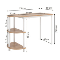 Vicco Tavolo da cucina Quercia dorata/bianco 110 x 50 cm con ripiani aperti