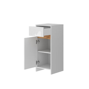 Vicco Mobiletto midi Bianco lucido/oro power oak 35 x 82 cm con anta e cassetto