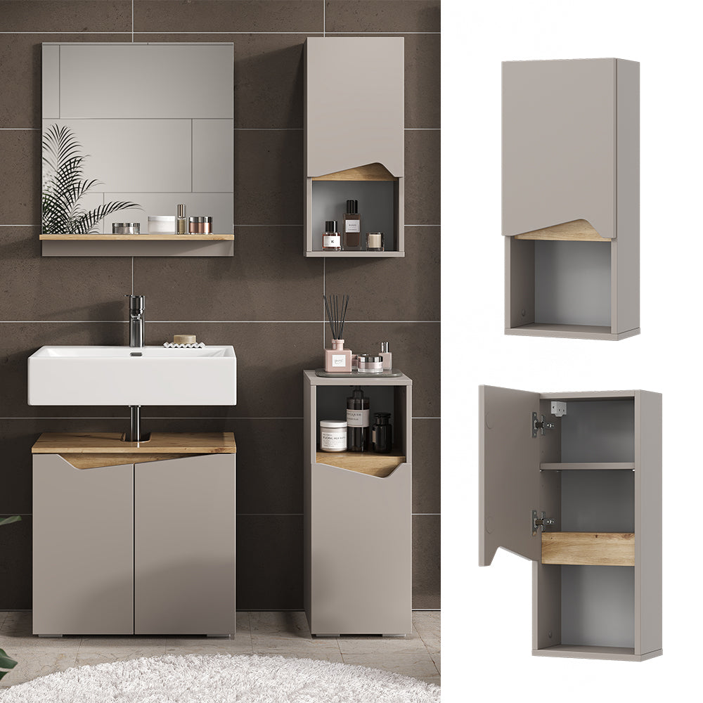 Vicco Mobile bagno Grigio 30 x 67 cm con porta e vano aperto