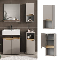 Vicco Mobile bagno Grigio 30 x 67 cm con porta e vano aperto